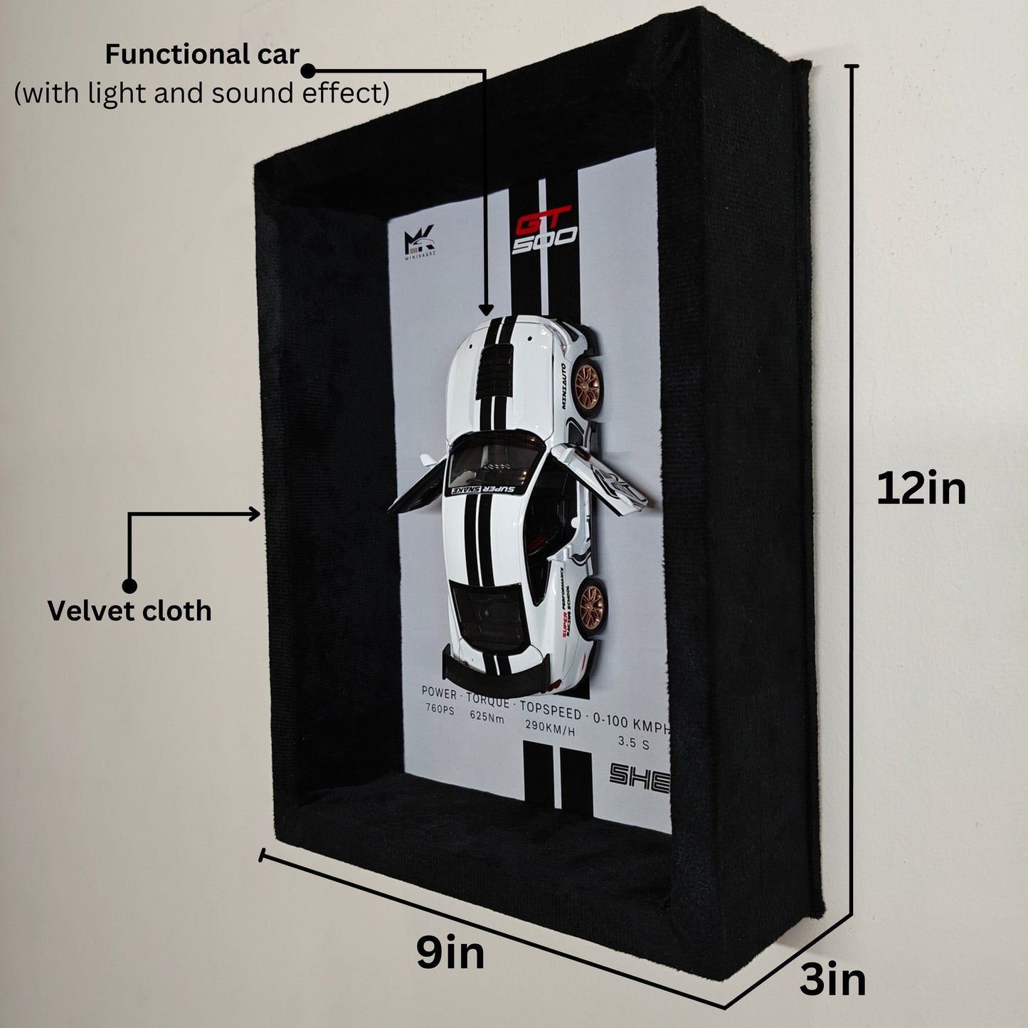 Mustang Shelby GT500 3D diecast frame | Wall hanging